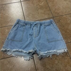 Denim Frayed Hem Women Shorts